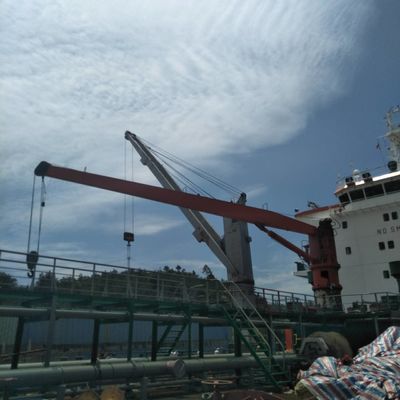 0 ~ 80 टन हाइड्रोलिक स्टिफ बूम मरीन डेक क्रेन बीवी 360 डिग्री स्लीविंग के साथ